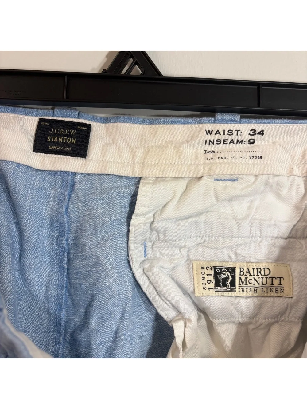 J. Crew Stanton Men's Size 34 Blue Baird McNutt Irish Linen Shorts w/ 9
